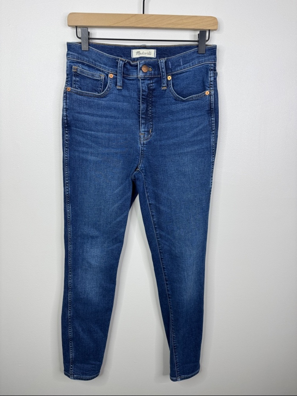 Madewell 10" High-Rise Skinny Jeans Magic Pockets Blue Dark Indigo Denim Size 27